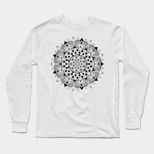 Black and White Mandala Long Sleeve T-Shirt